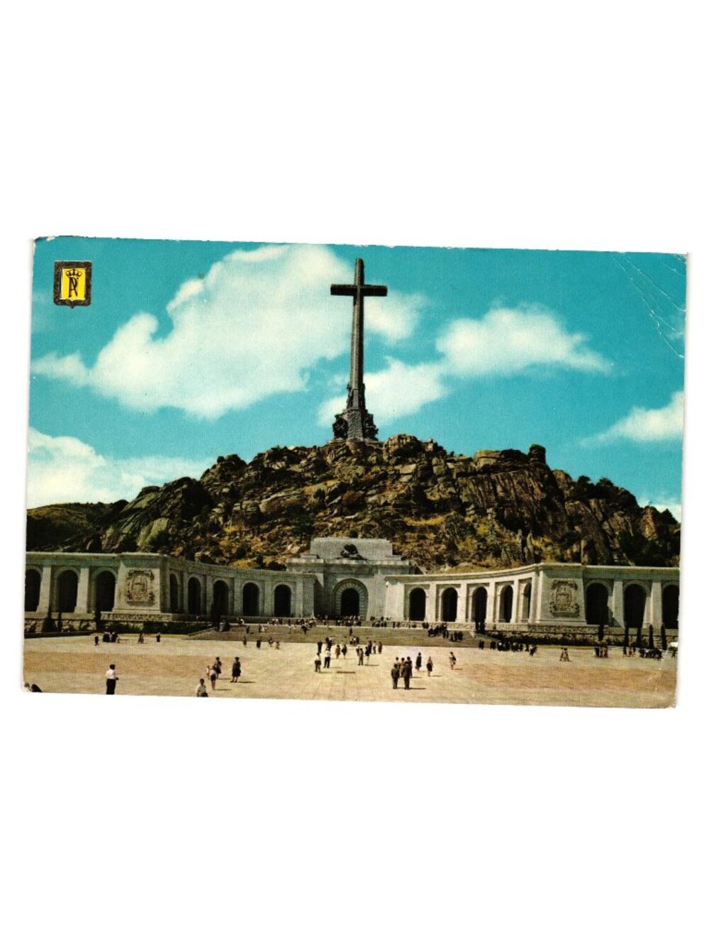 Santa Cruz Del Valle De Los Caidos Monument Postcard Spain Stamps Escudo De Oro